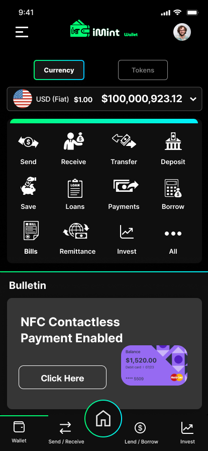 iMint Wallet Home Screen