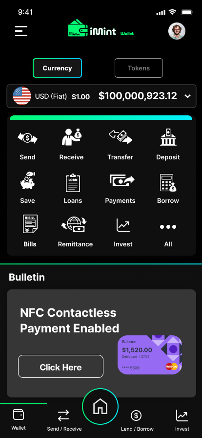 iMint Wallet Home Screen
